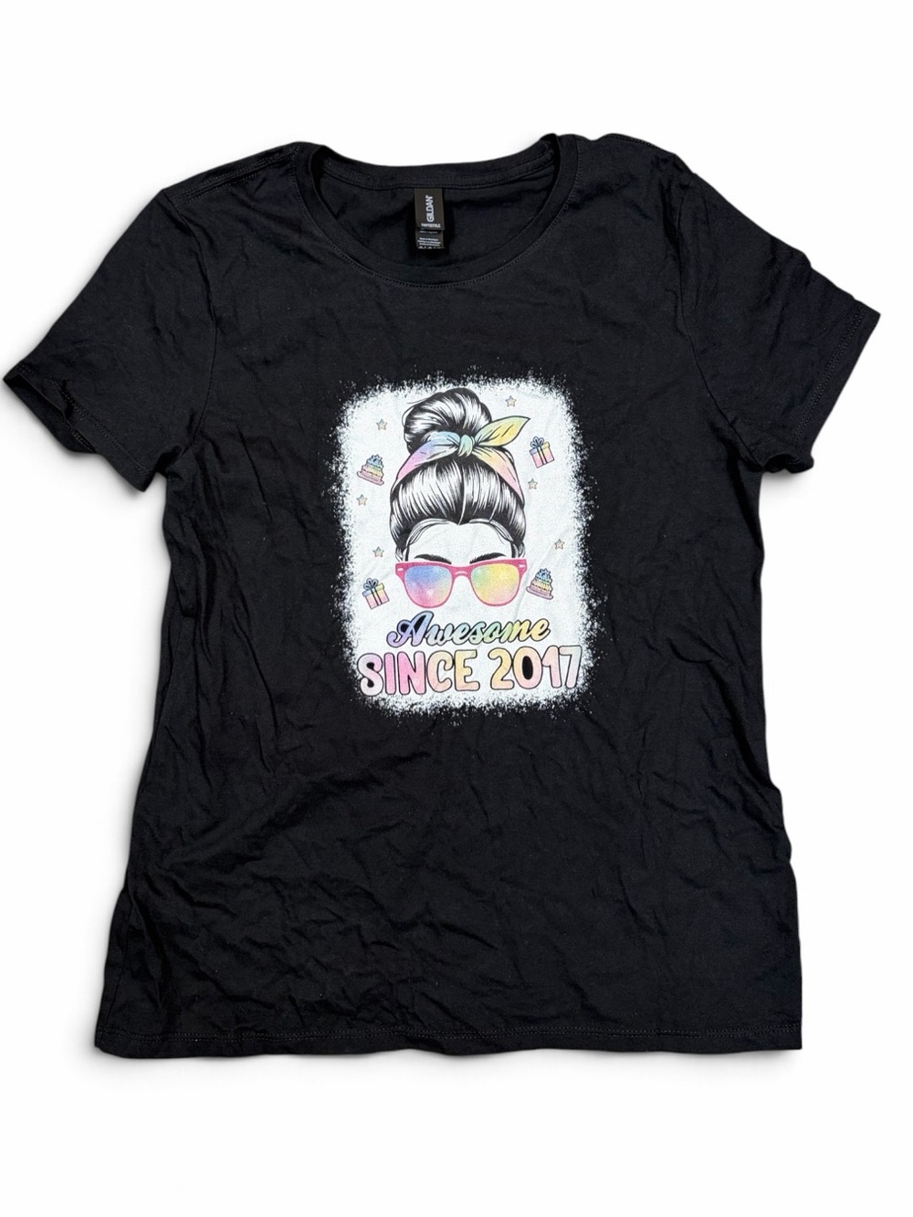 Black 'Awesome Since 2017' Graphic Tee for Women